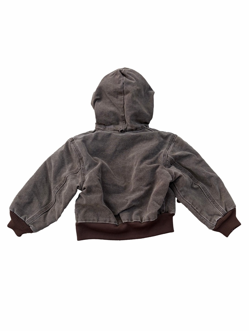 Vintage 90s Carhartt Size 4T Brown Hooded Canvas Work Chore Jacket Y30 USA Made - Picture 2 of 9